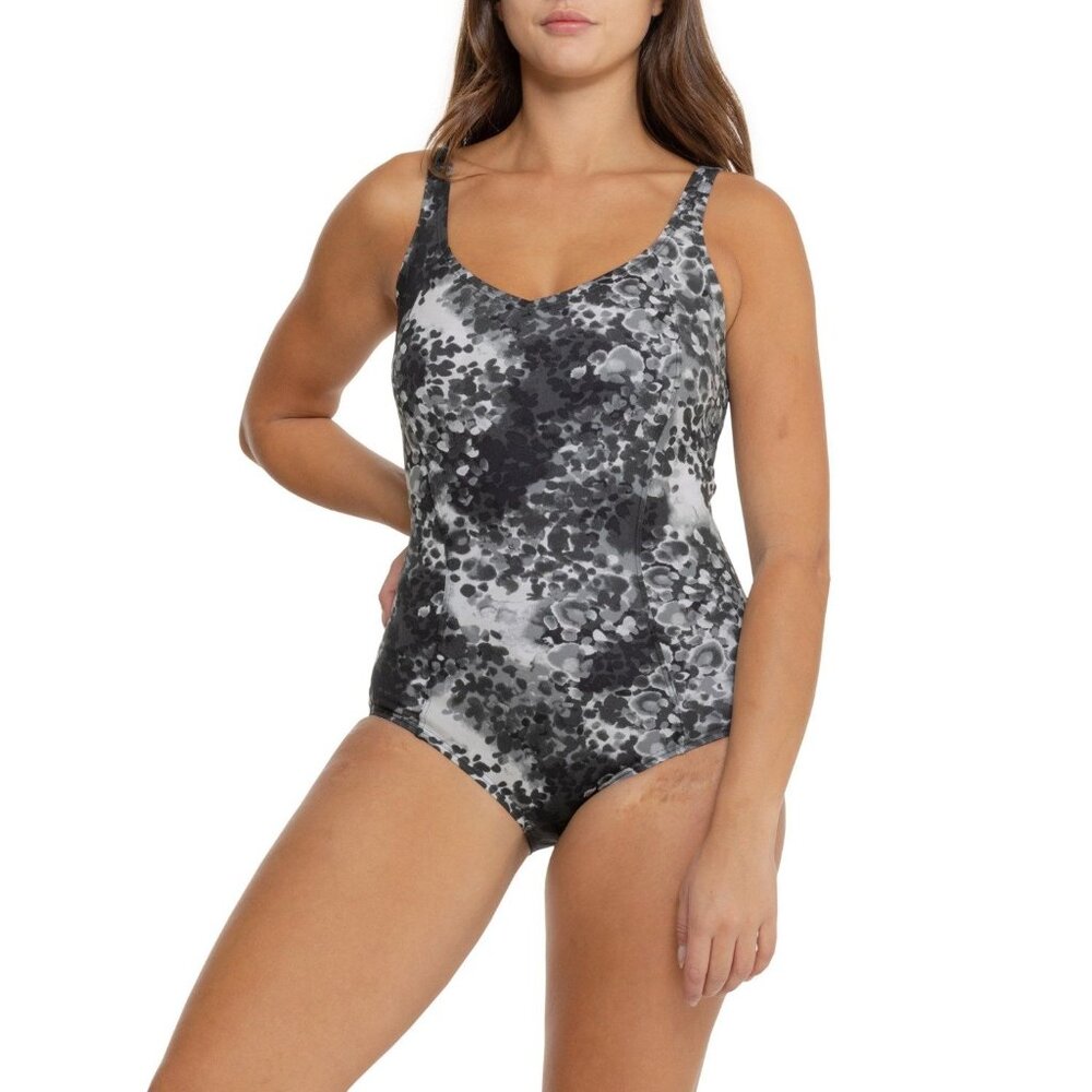 Speedo Printed Sweetheart Neckline Monument One-Piece UPF 50 Swimsuit Size 8 NEW